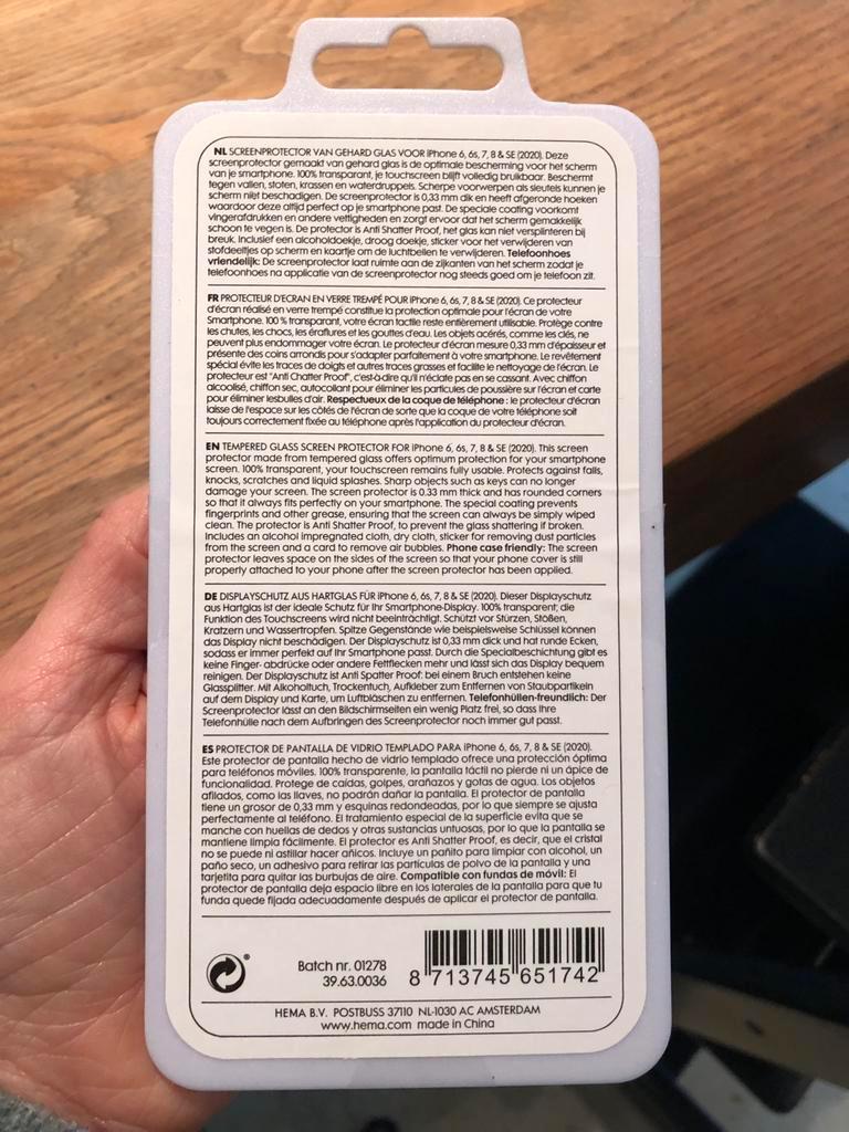 Screenprotector iPhone 6/7/8/SE (2020)