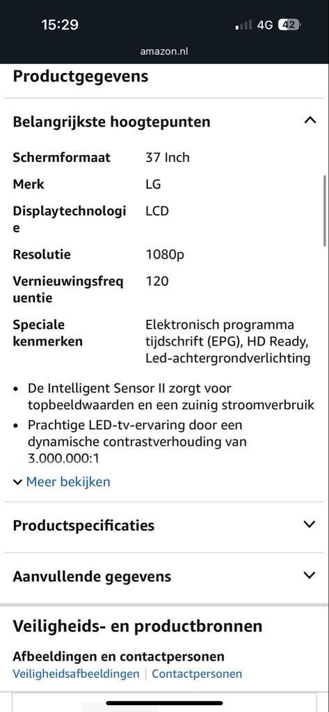LG 37 inch LED LCD TV - Prima Staat!