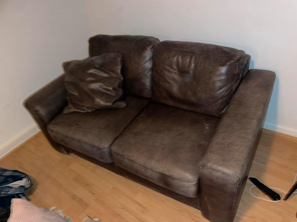 Graris bruine leren tweezitsbank