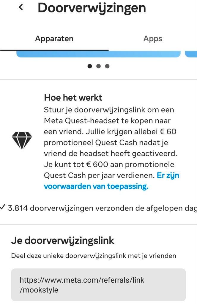 Bij aankoop nieuwe VR €60 tegoed via referral link