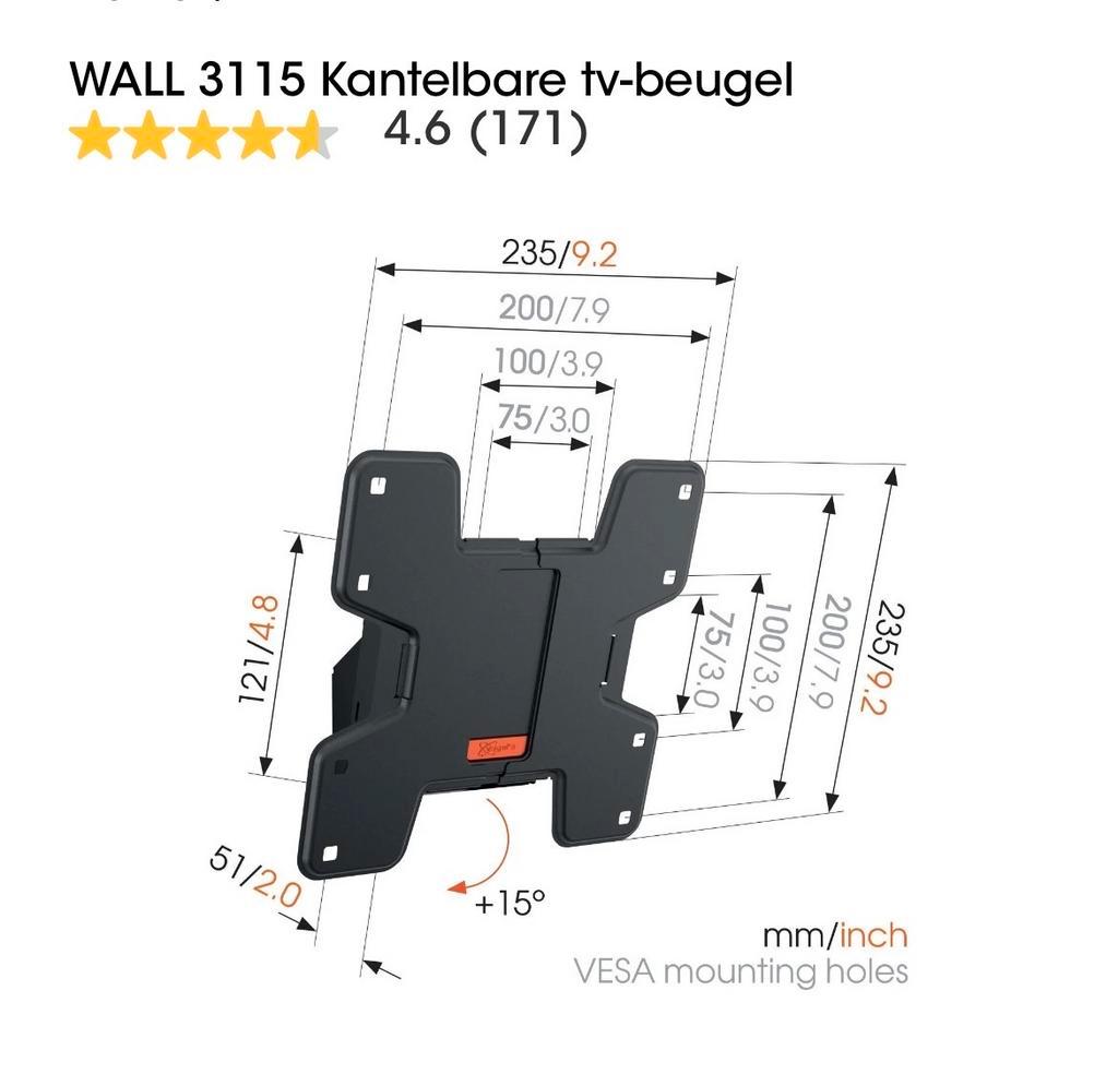 Vogel''s WALL 3115 Kantelbare TV Beugel 19 - 43 inch