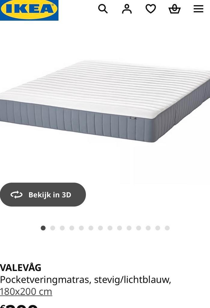 VALEVÅG Pocketveringmatras 180x200 cm