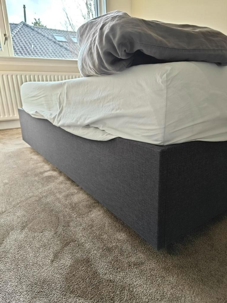 Verstelbare lattenbodems + bedframe 160x200cm + matrassen