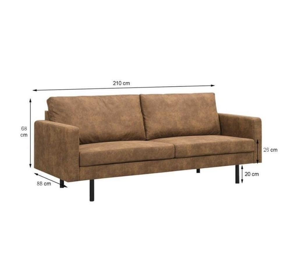 3-zits bank cognac kleur