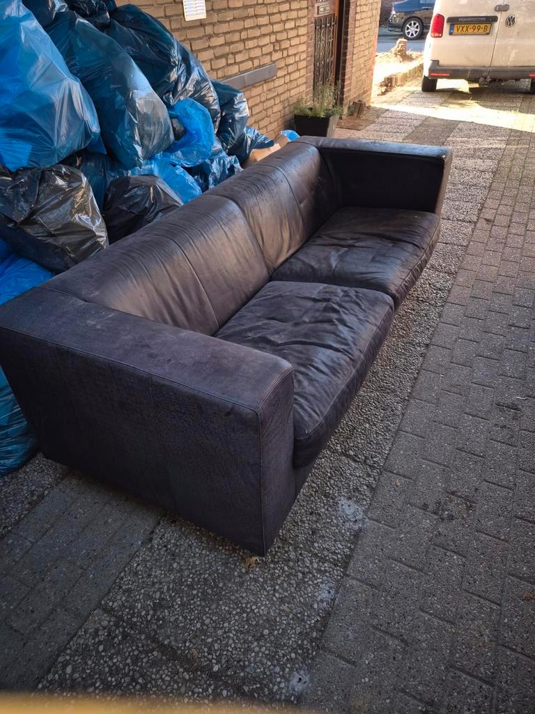 Leren driezitsbank - gratis af te halen
