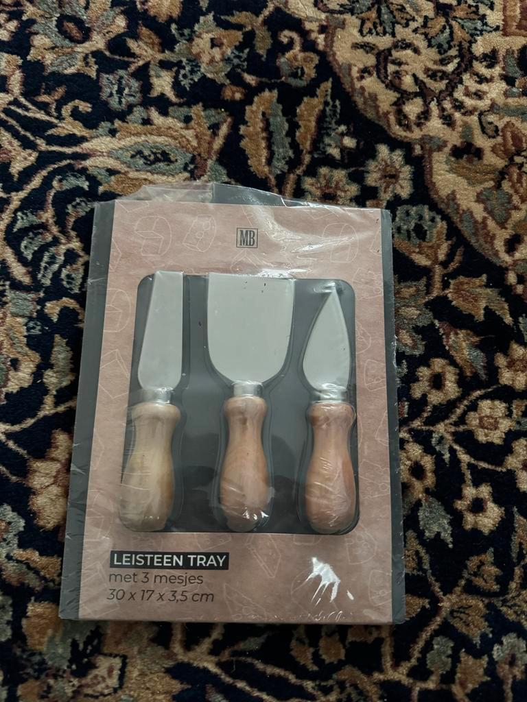 Leisteen Tray met 3 Mesjes - Nieuw in Verpakking
