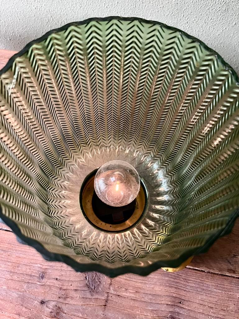 Groene glazen lamp (gratis!)