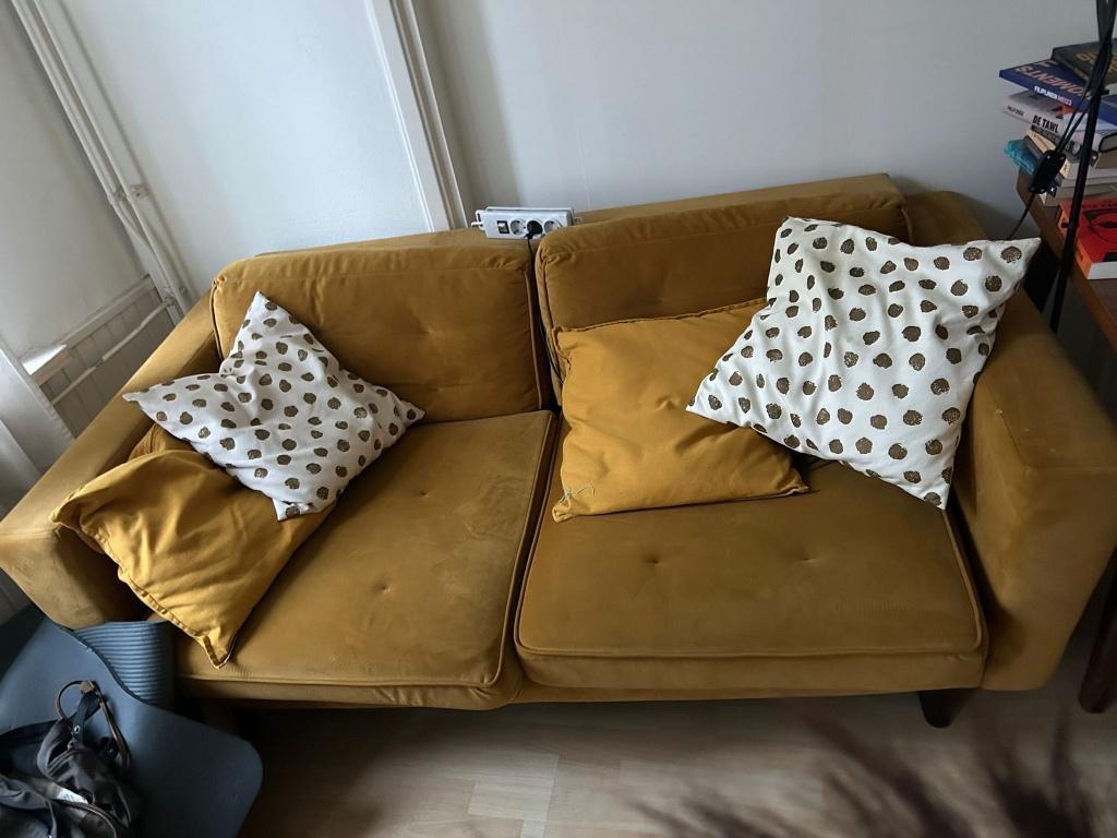 Bank, geel, tweezits, gratis, ophalen Amsterdam