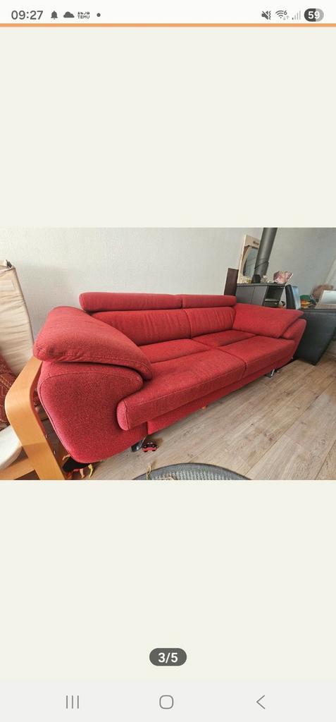 H&H Comfortabele rode stoffen bank - 3-zits