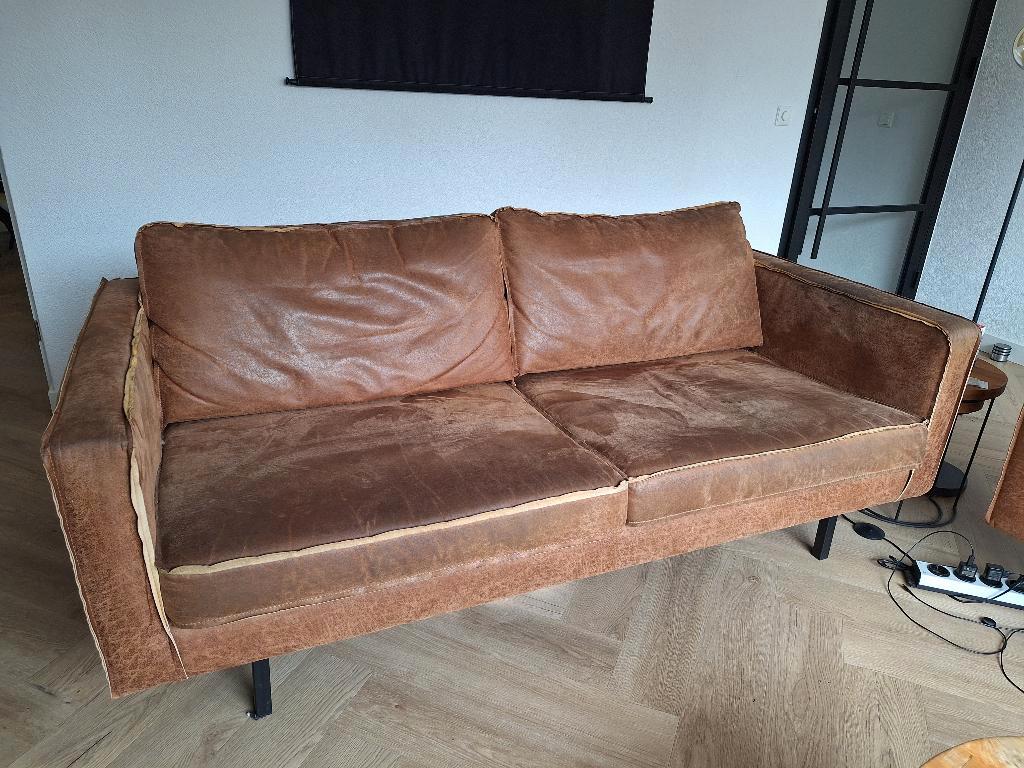 2x bruin ledere 2 zits bank merk Be Pure