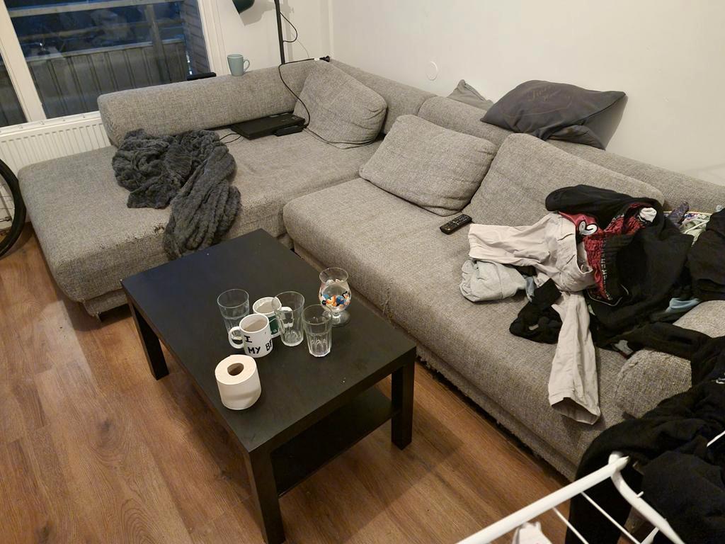 Grote grijze hoekbank - 3x2 meter - Gratis af te halen