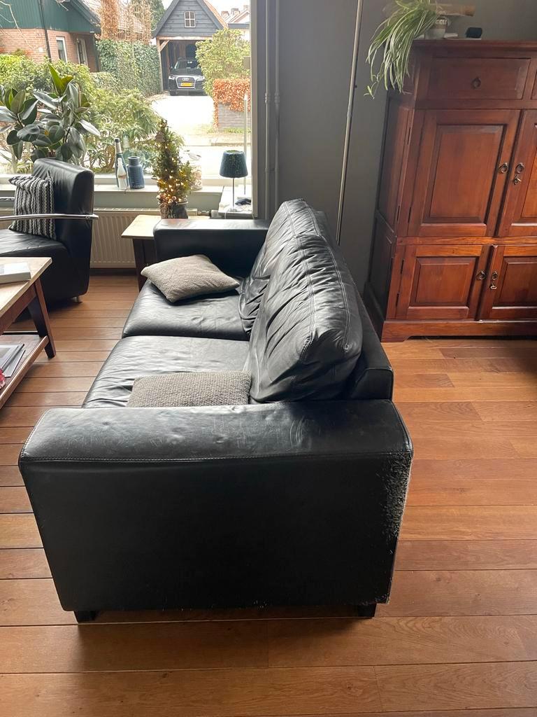 Zwarte leren 2.5-zits bank