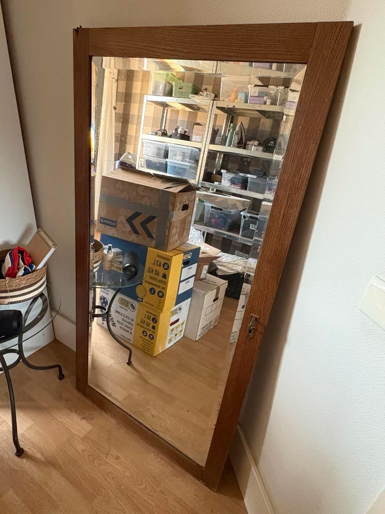 Antieke Eiken Spiegel/Kastdeur