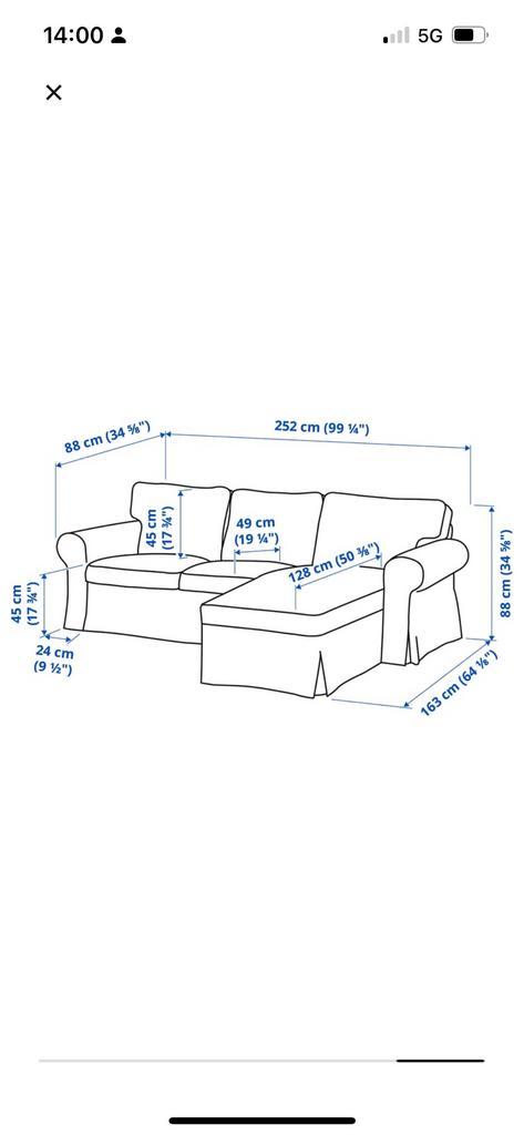 Ikea ektrop 3 zits met chaise lounge witte hoes
