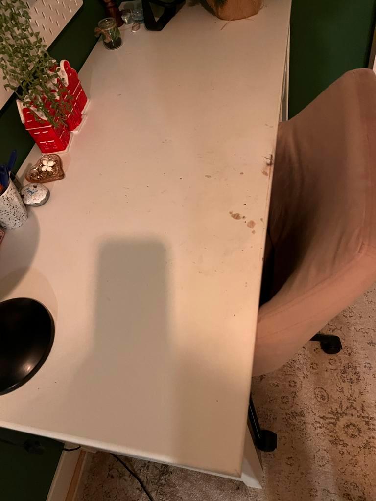 Grenen bureau, wit, tienerformaat