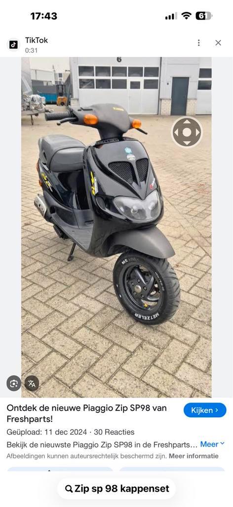 Piaggio zip sp98 voorkap gezocht en stuur kappen