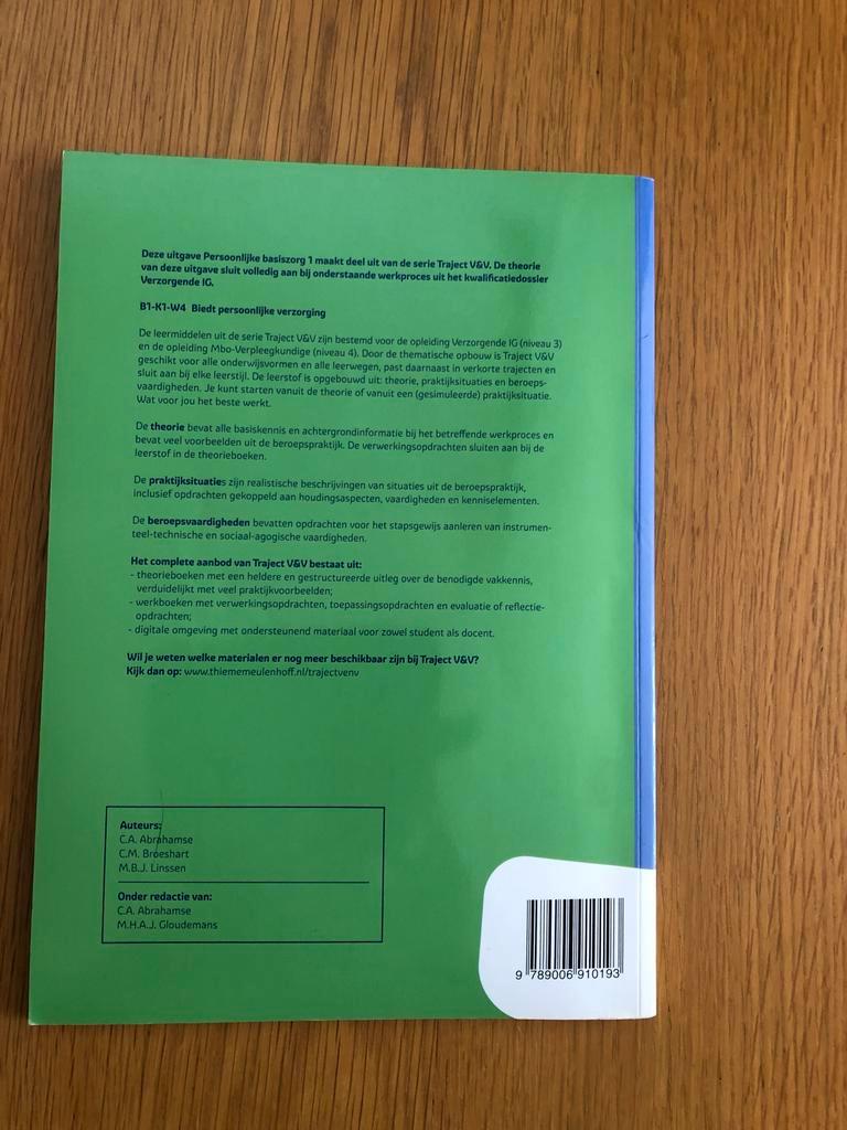 Persoonlijke basiszorg 1 - Traject V&V