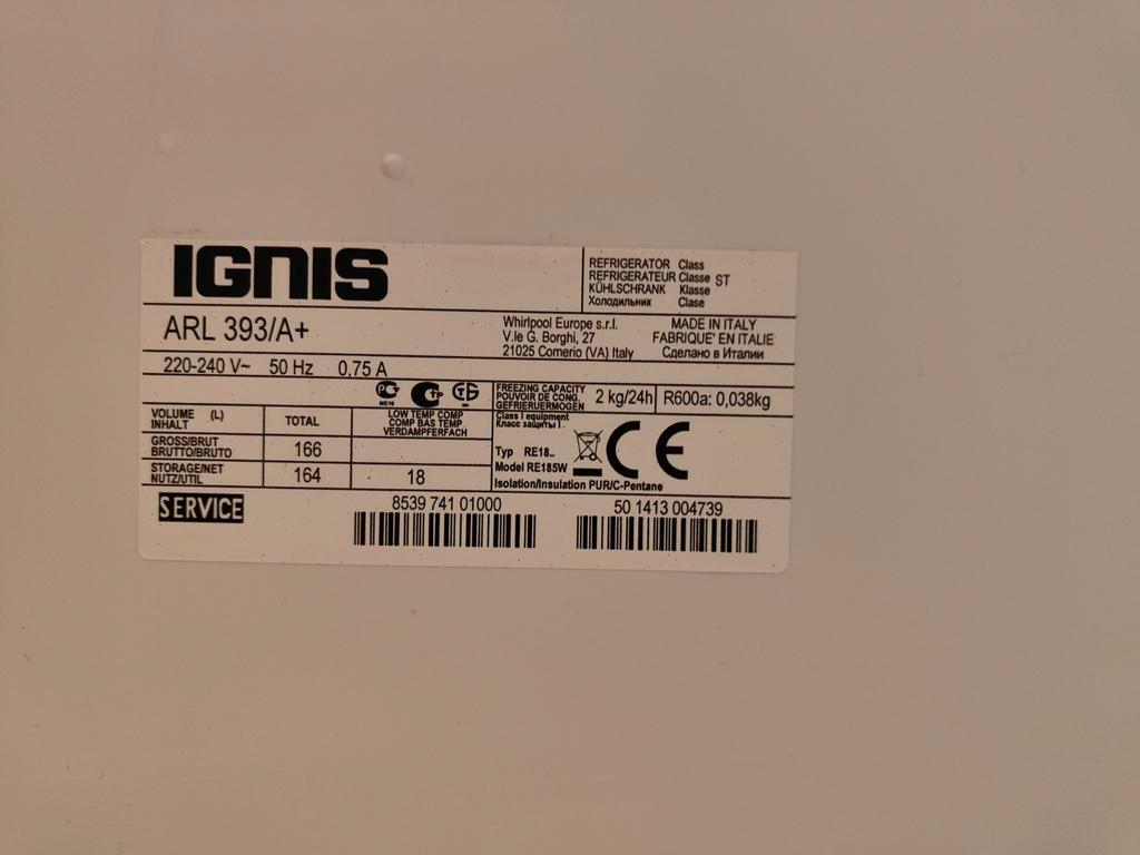 Koelkast met Vriesvak - Ignis ARL 395 A+