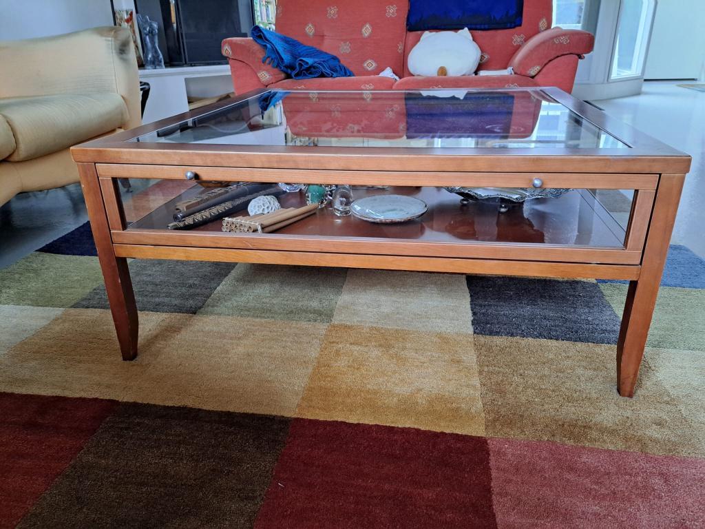 Vitrinetafel/salontafel (oud, gratis)