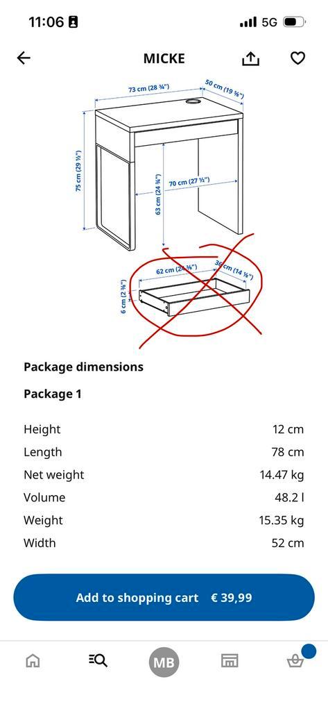 IKEA MICKE Bureau / Tafel / desk