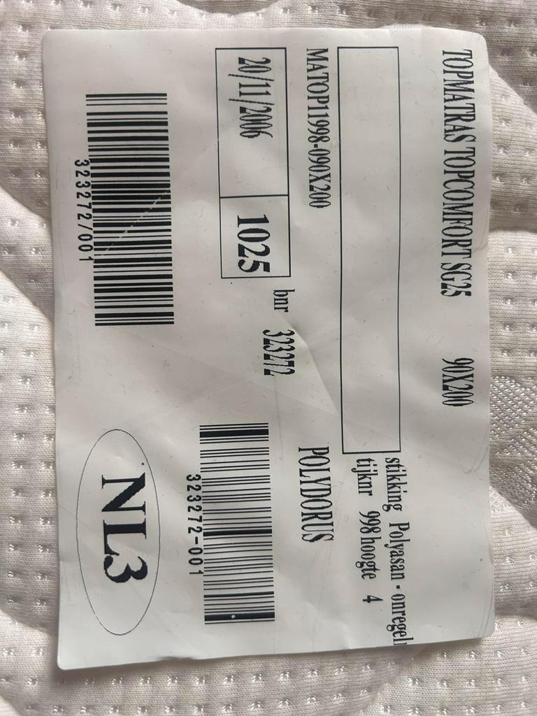 Topmatras / oplegmatras 90x200