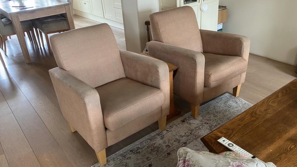 Bankstel met 2 losse fauteuils  Bruin