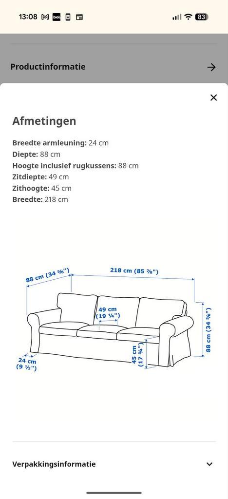 Gratis Ikea Ektorp 3-zits bank - wasbare hoes
