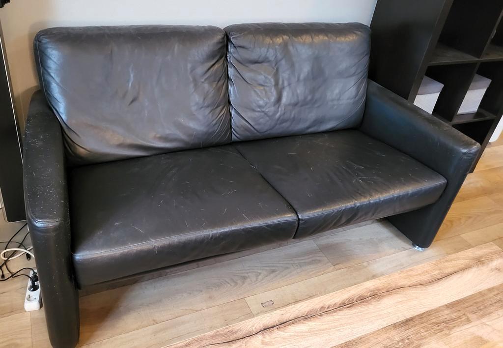 Leren tweezits bank(Gratis)