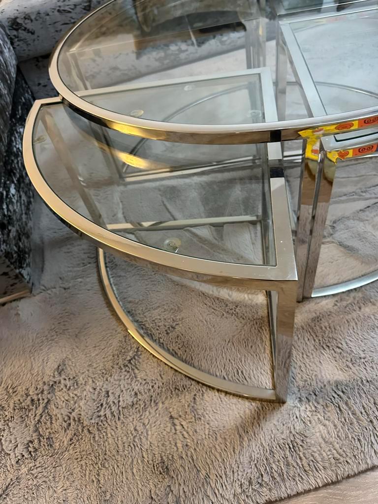 Ronde uittrekbare salontafel met glazen blad - Gratis