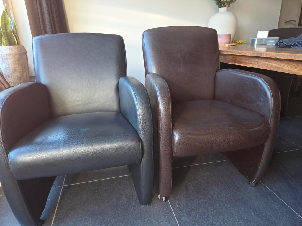 Rundleren eetkamerstoelen 6 stuks
