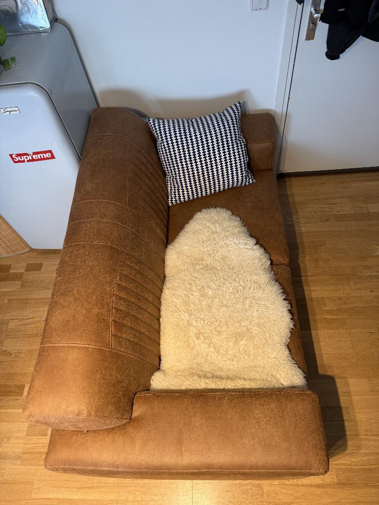 Vintage Bruin Leren Bank 2,5 zits Gratis op te halen