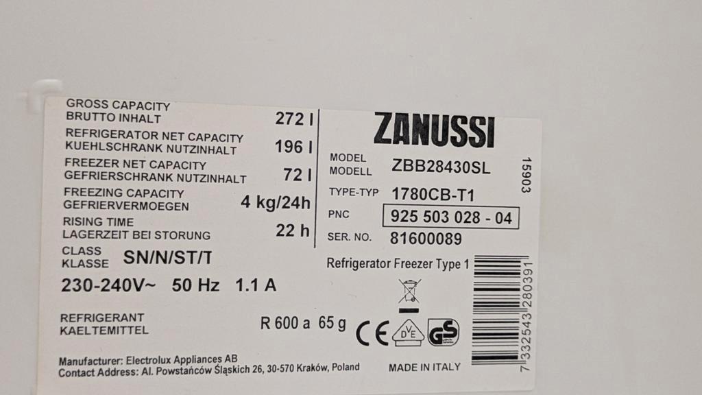 Zanussi inbouw koelkast met Vriesvak - ZBB28430SL