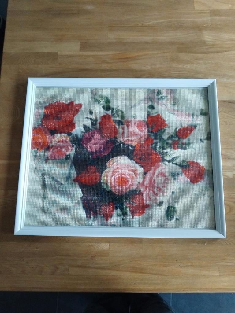 Bloemen schilderij met lijst diamond painting