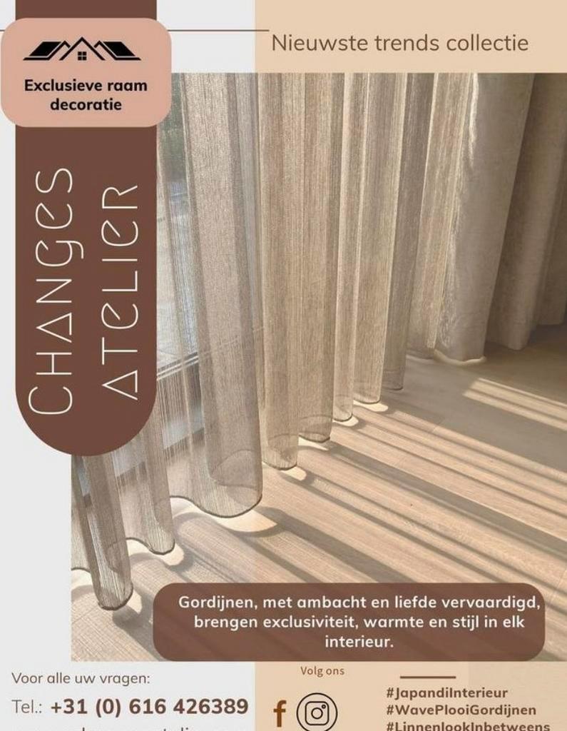 50% stof korting Vitrages en inbetweens in wave plooi
