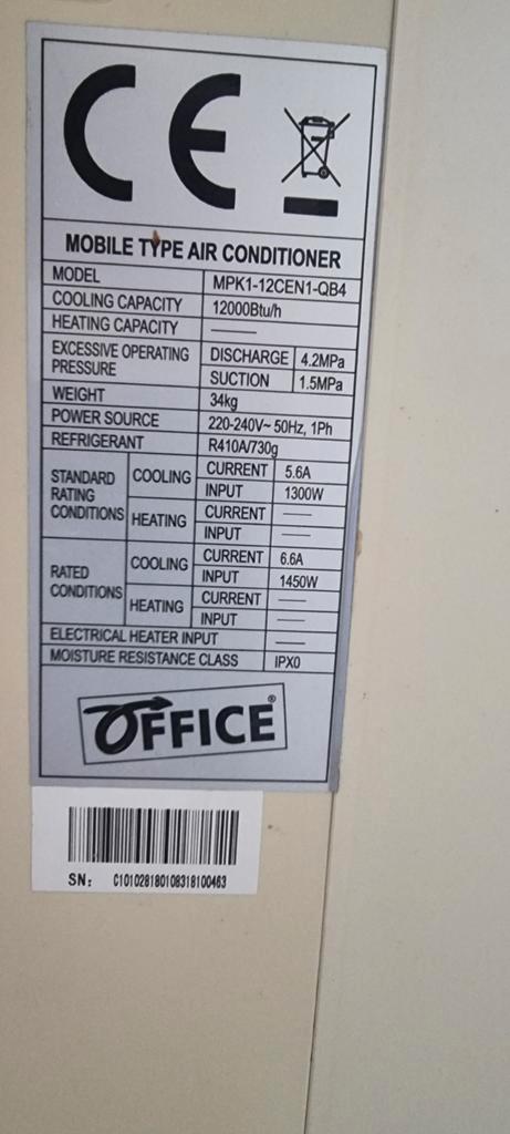 Airco Office 12000 BTU - Mobiele Airconditioning
