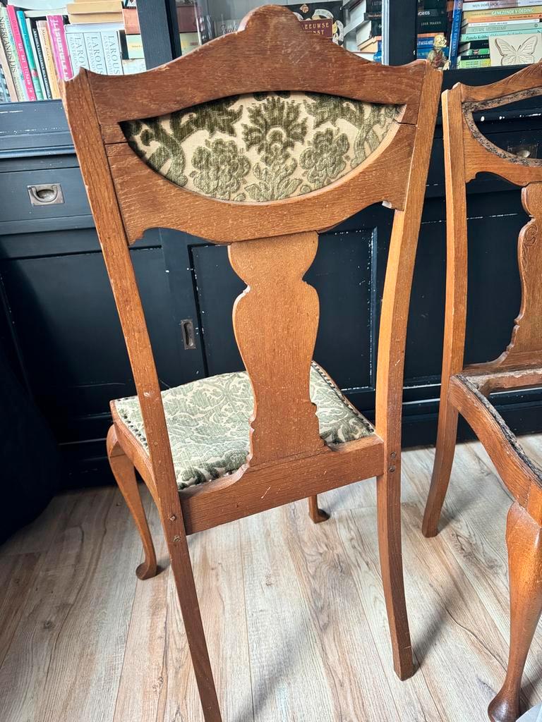 Vintage Houten Stoelen DIY + crème Velours Stof - Gratis!