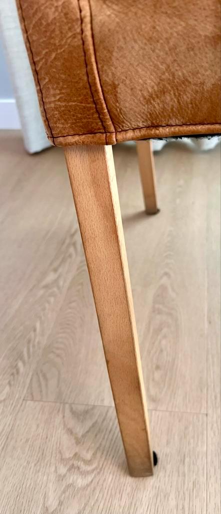 Cognac leren eetkamerstoelen (2x)