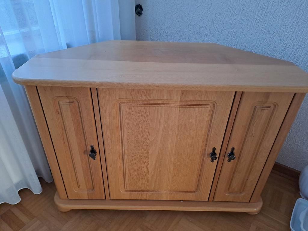 Hoekkastje blank eiken, TV meubel