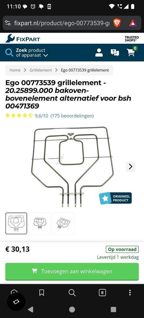 Gratis oven gasfornuis, defect hitte element