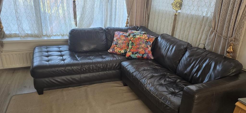 Lederen hoekbank - Gebruikt