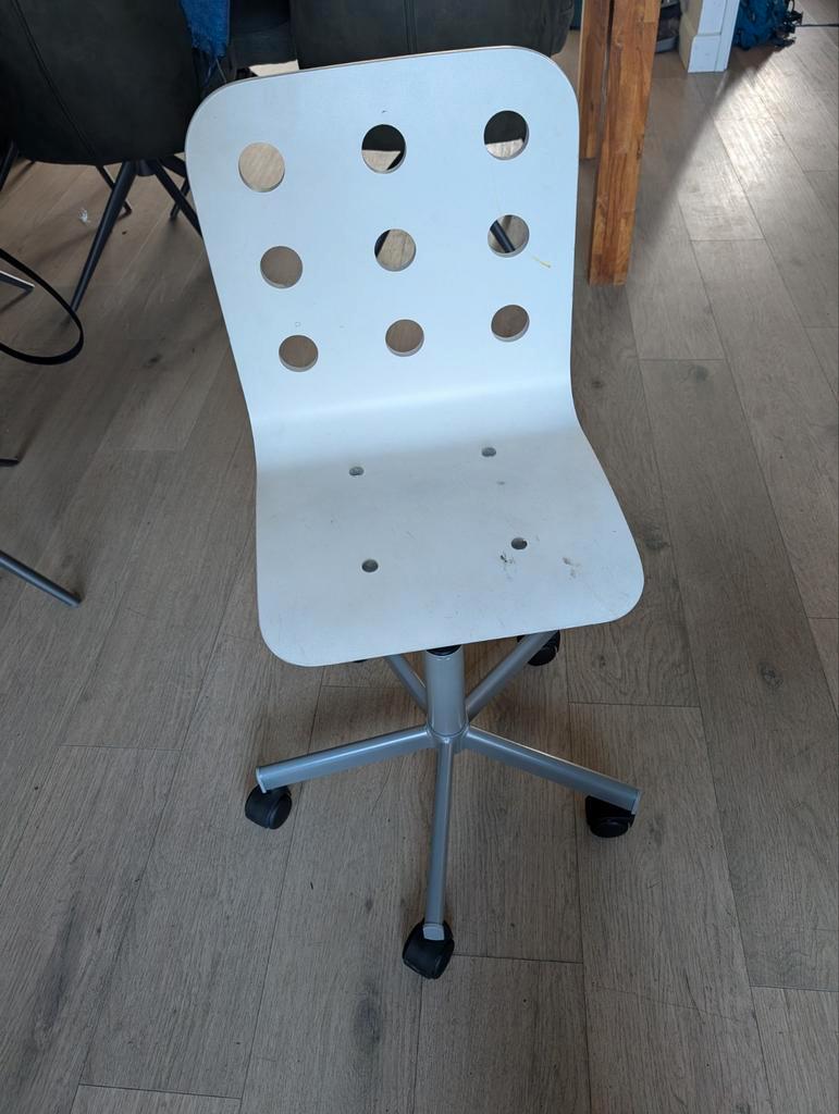 Witte kinder bureaustoel met wieltjes