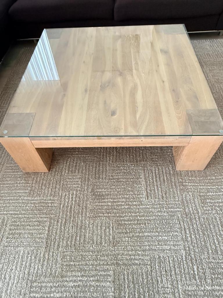 Salontafel goossens 110 x 110 hout inclusief glas