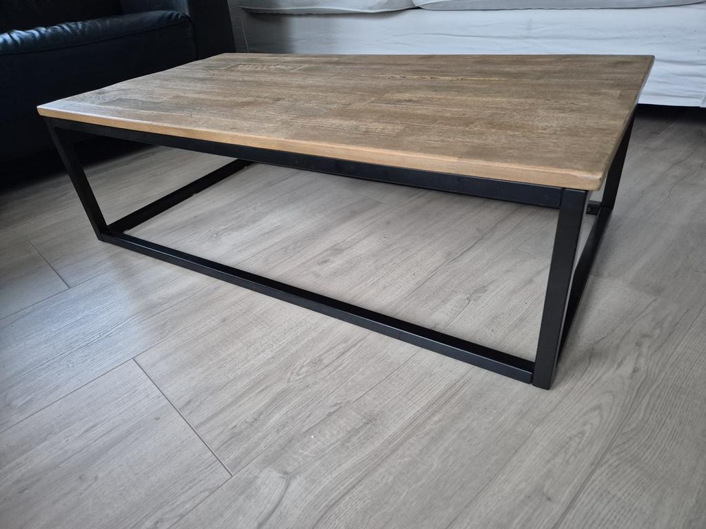 Industriële salontafel - zwart frame, 110x57x34 cm