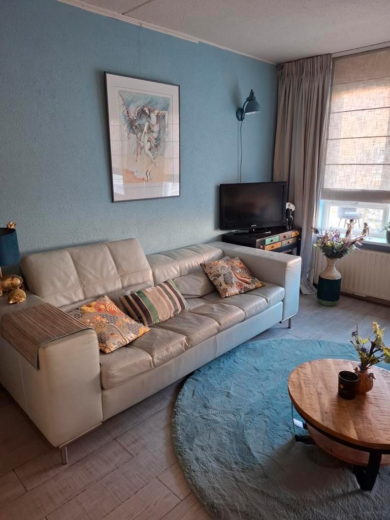 Lichtblauwe 3-zits bank van leer