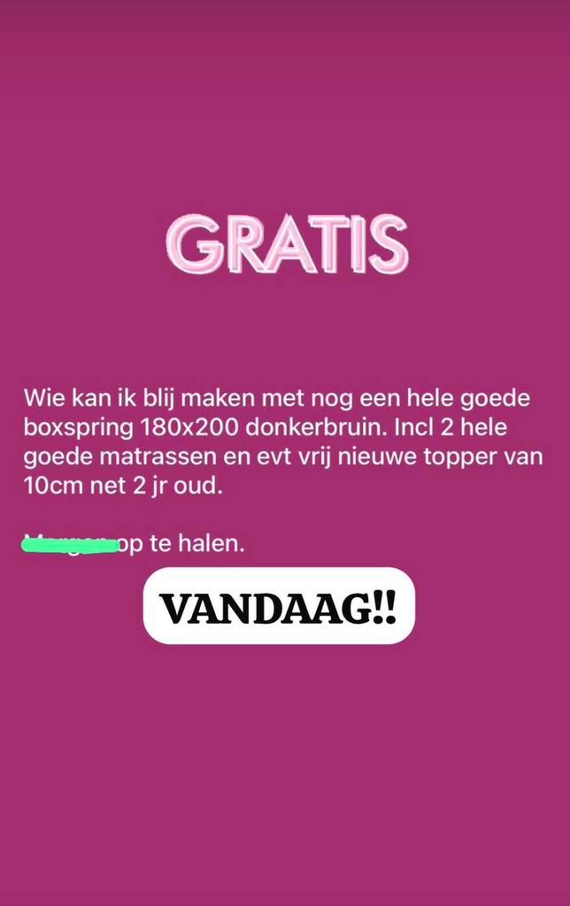 Gratis Boxspring 180x200 met matrassen en topper