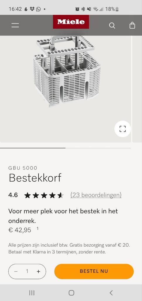 Miele Bestekkorf - Nieuw & Ongebruikt