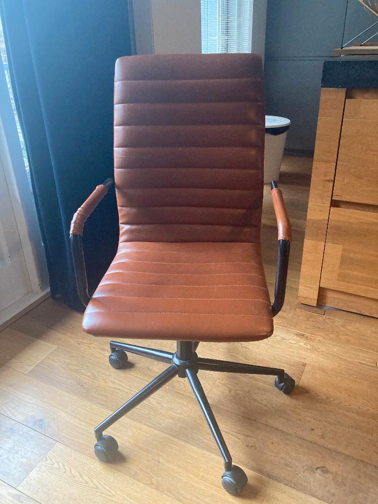 GRATIS Skai leren cognac Bureaustoel
