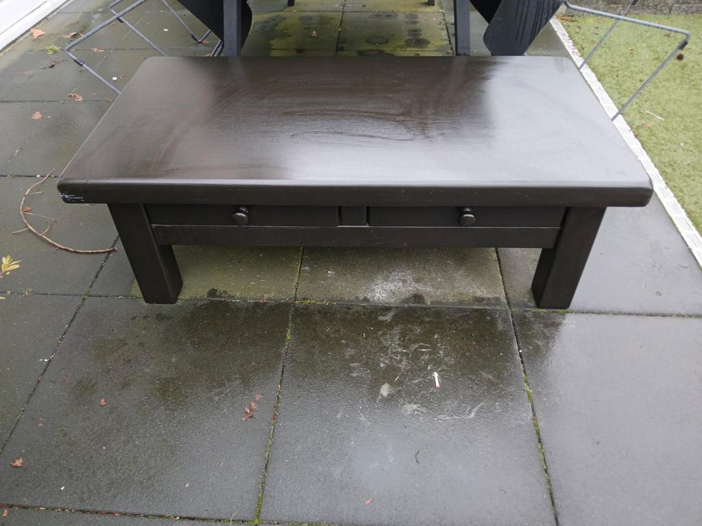 Gratis ophalen.Zwarte salontafel met schuiven - 130x68x46 cm