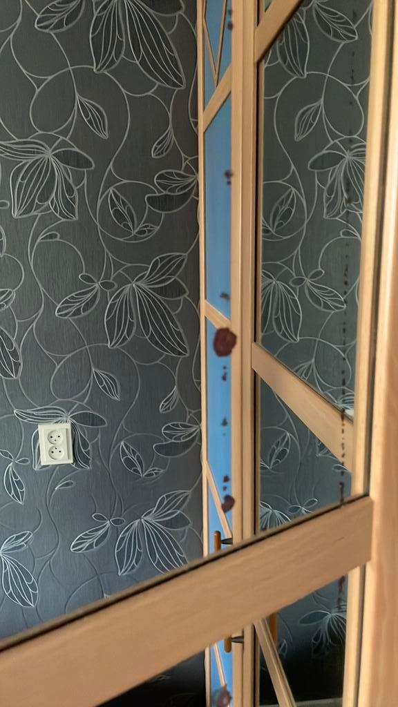 Gratis Ruime kledingkast met planken en hang gedeelte.