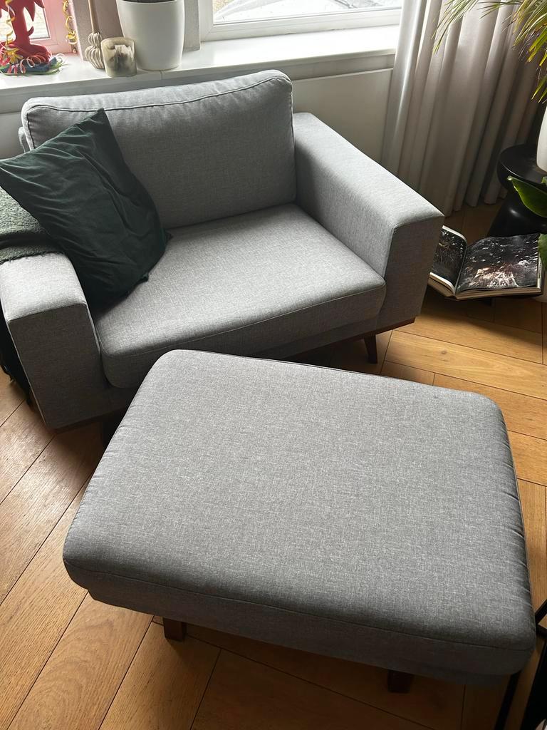 Grijze Wehkamp Bank, Loveseat & Hocker - Japandi Stijl